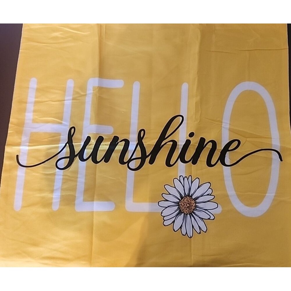 18" x 18" Decorative Pillow Case "Hello Sunshine" Yellow NEW